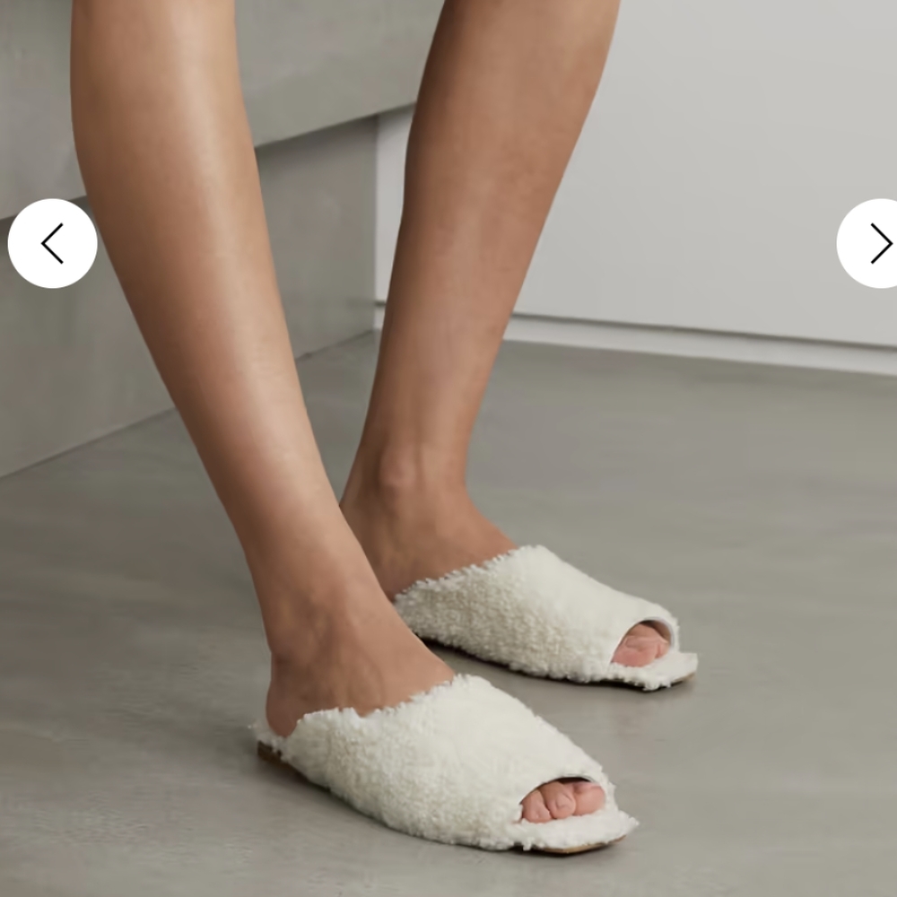 Deiji Studios Shearling Slides in Ecru Size 39 / US 8